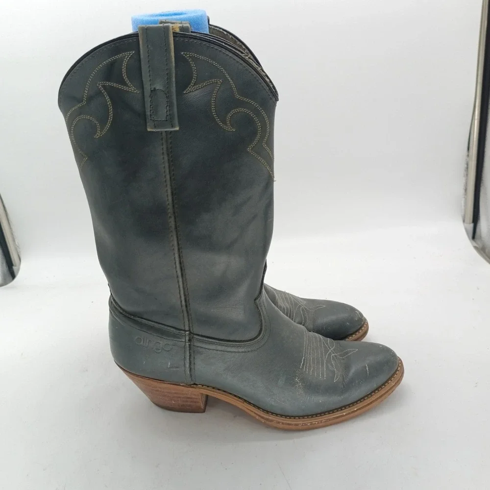 Dingo Womens Gray Leather Western Cowboy Boots 52001 Size 8 D s5